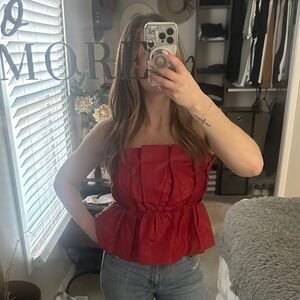 TCEC Bold Red Strapless Tube Top